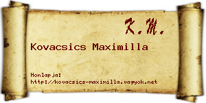 Kovacsics Maximilla névjegykártya